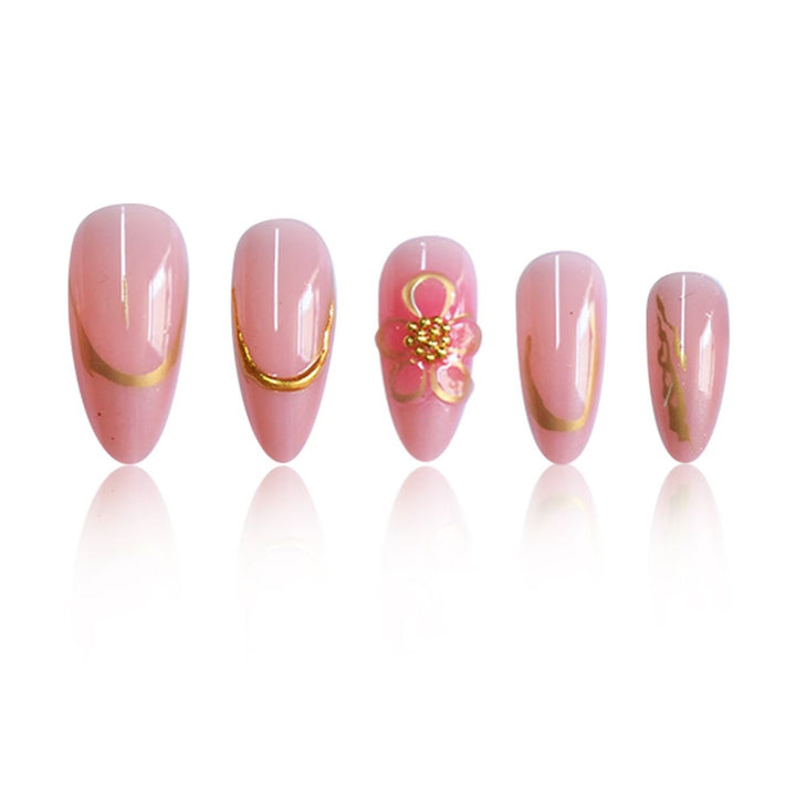 Dekorative Florale Press-On Nagelkunst Set Karnz