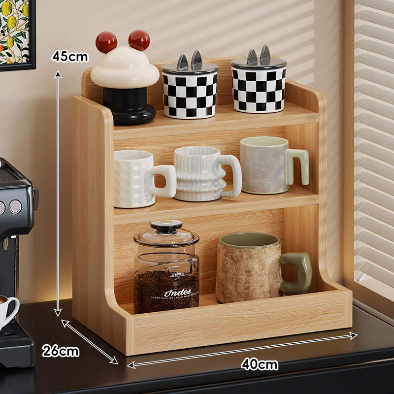 Theke Holz Kaffee Station Organizer Regal mit Drei-Tier Becher und Behälter Aufbewahrung