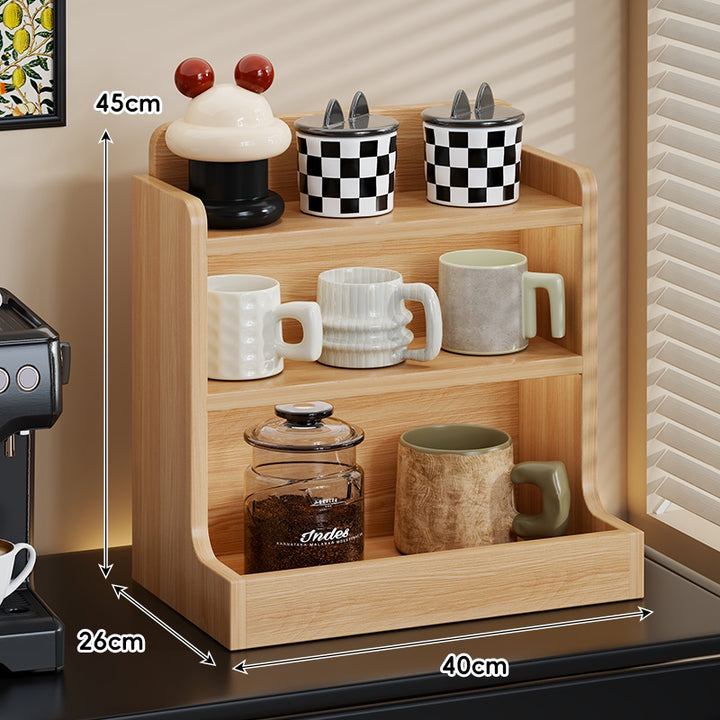 Theke Holz Kaffee Station Organizer Regal mit Drei-Tier Becher und Behälter Aufbewahrung