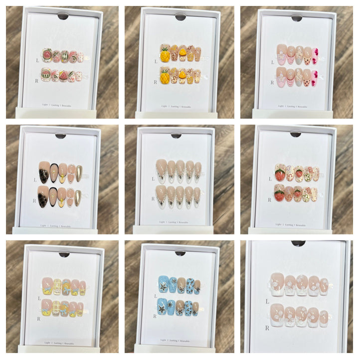 Elegante florale Akzent Press-On Nageltips