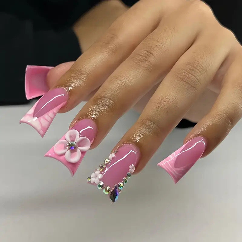 Blumen Acryl Nagelkunst Verlängerungen Karnz