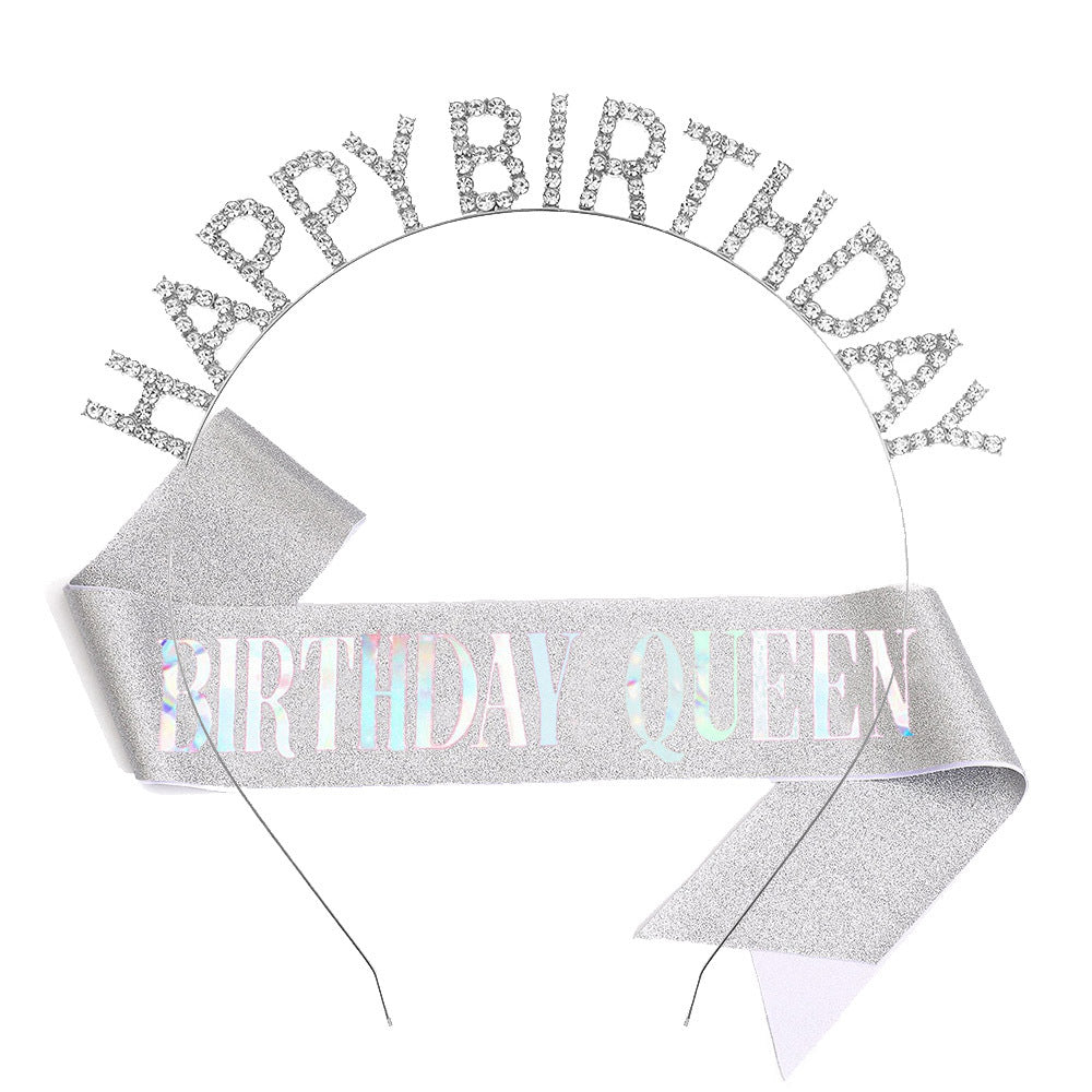 Damen Glitzernder Haarreif mit "Happy Birthday"-Aufschrift Karnz