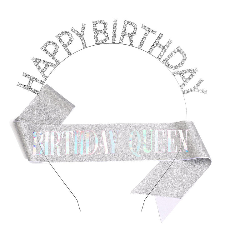 Damen Glitzernder Haarreif mit "Happy Birthday"-Aufschrift Karnz