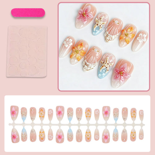 Kunstnagelset mit floralen Motiven und strahlenden Akzenten Karnz