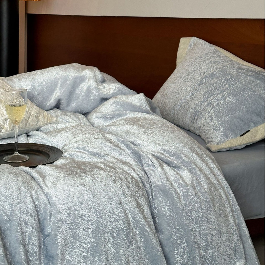 Flauschiges Samtvelours-Bettbezug-Set mit soften Plüschfasern und Hotelverschluss Karnz