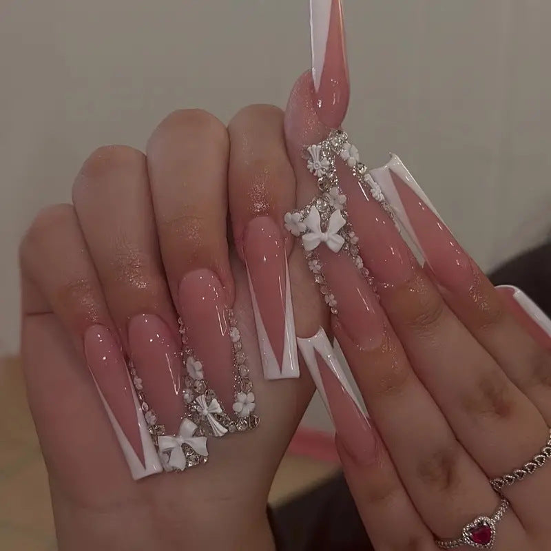 Glamouröse Lange Stiletto Druck-Nagelset Karnz
