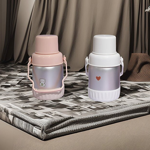Damen isolierte Thermoskanne mit buntem Muffin-Motiv Karnz
