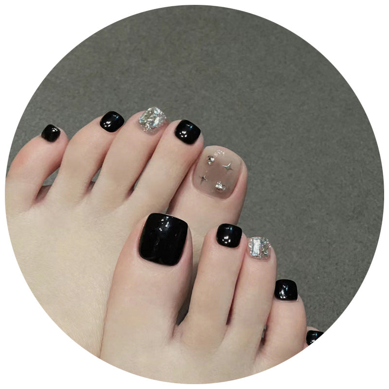 Dekorative Press-On Zehenägel mit Glitzer und Strass-Akzenten