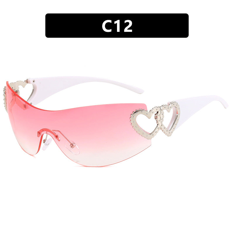 Damen Fashion-Sonnenbrille mit Herz-Applikationen Karnz