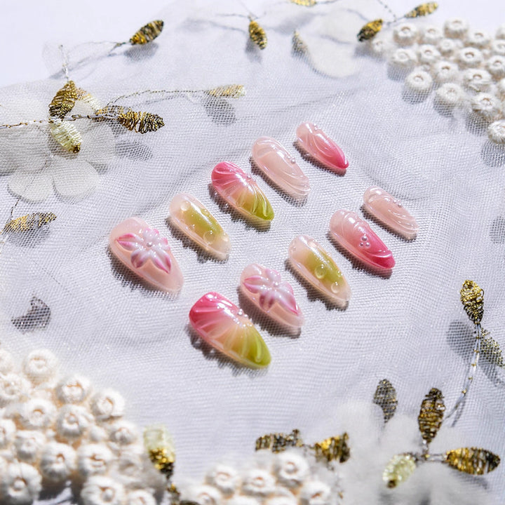 Blumendesign Dekorative Press-On Nagelset