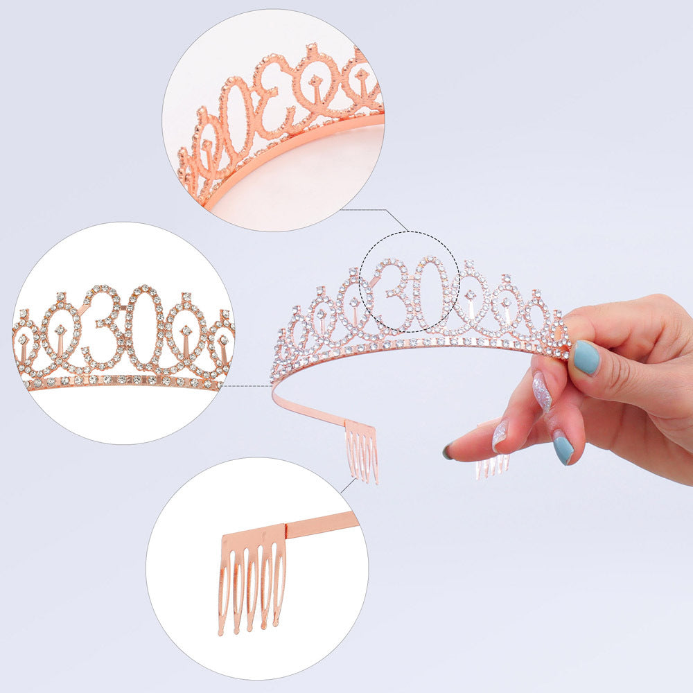 Damen Glitzernde Tiara mit personalisiertem 80. Geburtstagsschriftzug Karnz