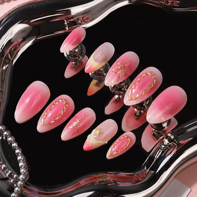 Elegante abstrakte Press-On-Nagelset Karnz