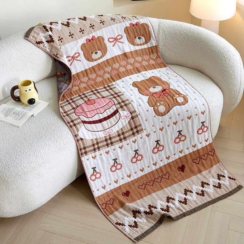 Kuschelige Jacquard-Wohndecke mit niedlichen Hunde- und Katzenmotiven
