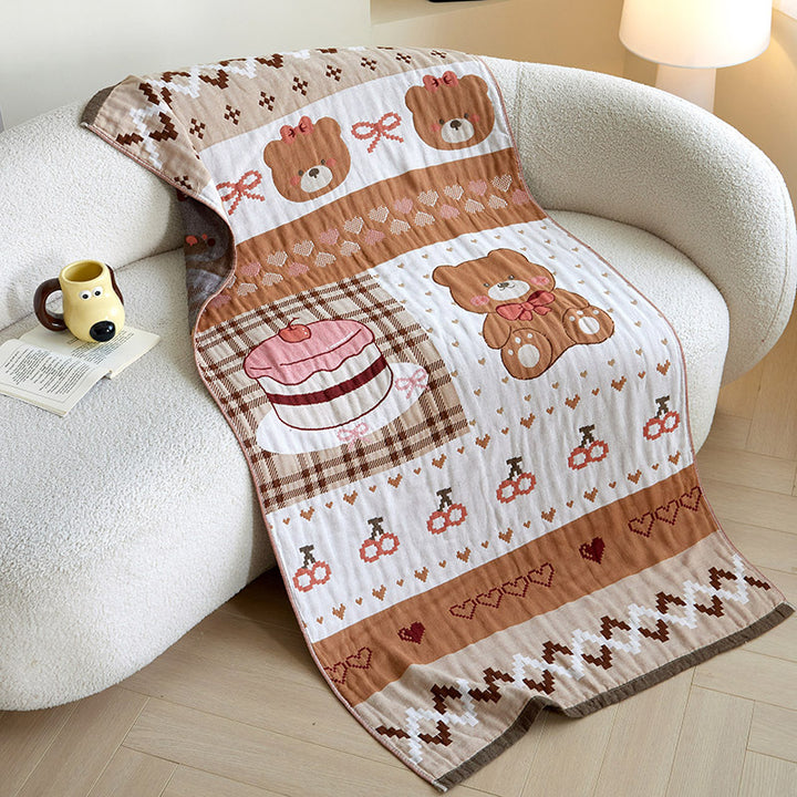 Kuschelige Jacquard-Wohndecke mit niedlichen Hunde- und Katzenmotiven