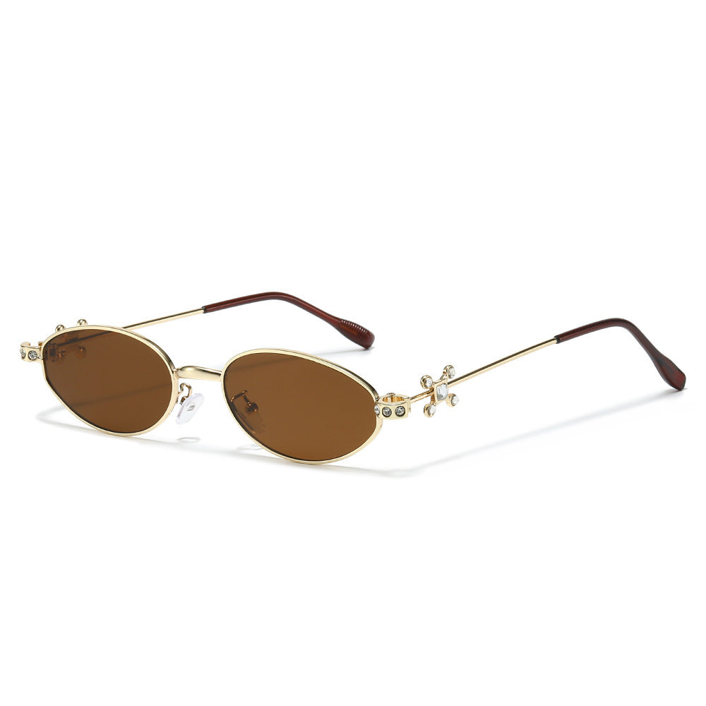 Elegante mit Strass verzierten Cateye-Sonnenbrille Karnz
