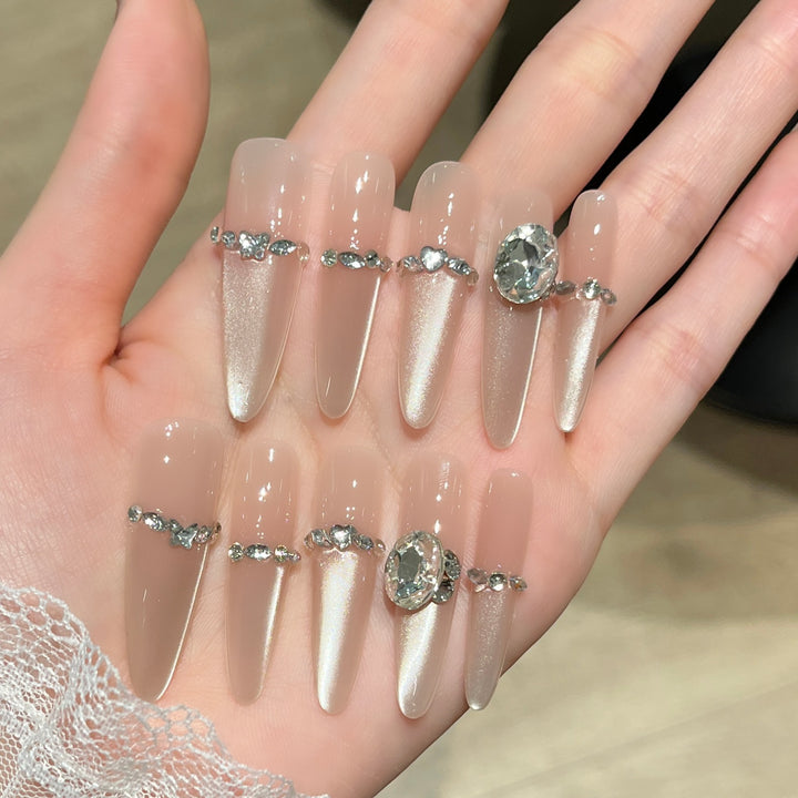 Luxus mit Strass verziertes Press-On-Nail-Set Karnz