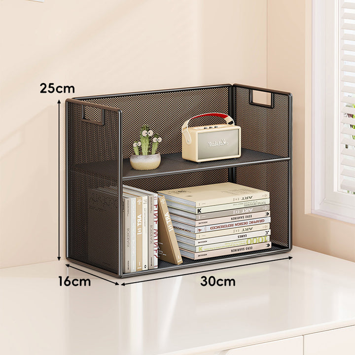 Mesh Stufiger Desktop-Organizer-Regal mit Griffausschnitten