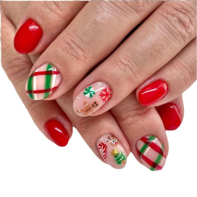 Festliches Feiertags-Themen Press-On Nagelset Karnz