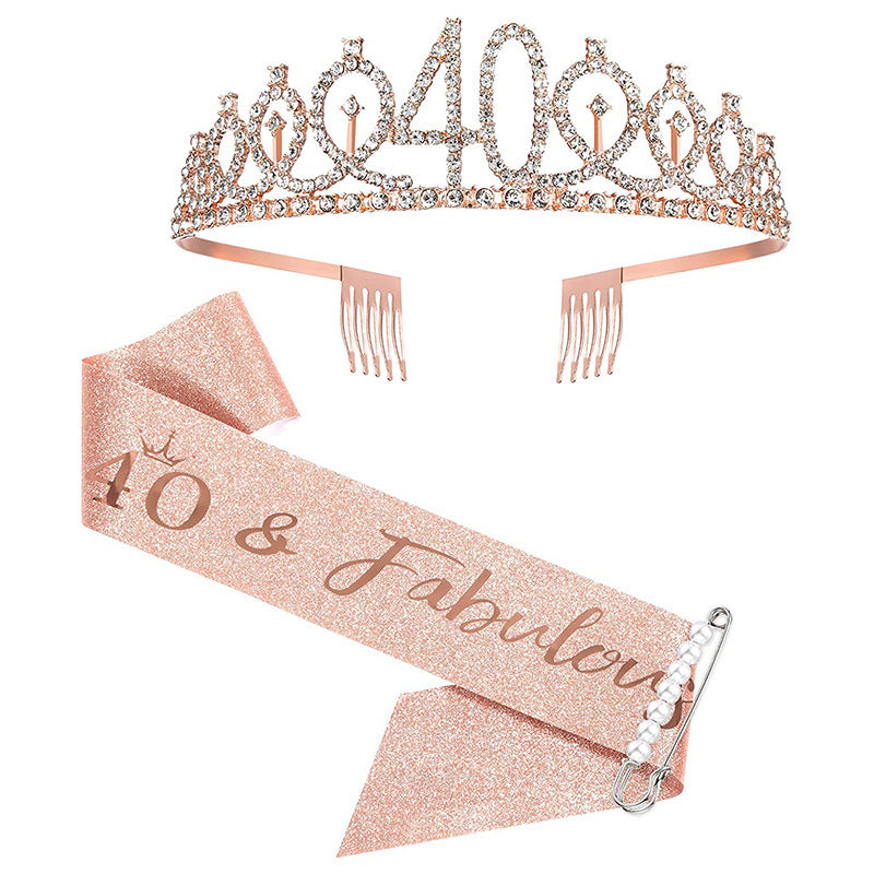 Damen Glitzernde Tiara mit personalisiertem 80. Geburtstagsschriftzug Karnz