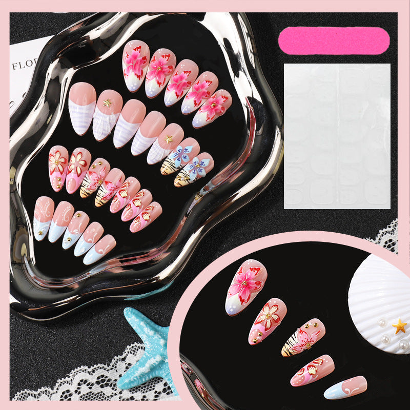 Künstlerisches Floral-Themen Fingernagel-Set Karnz