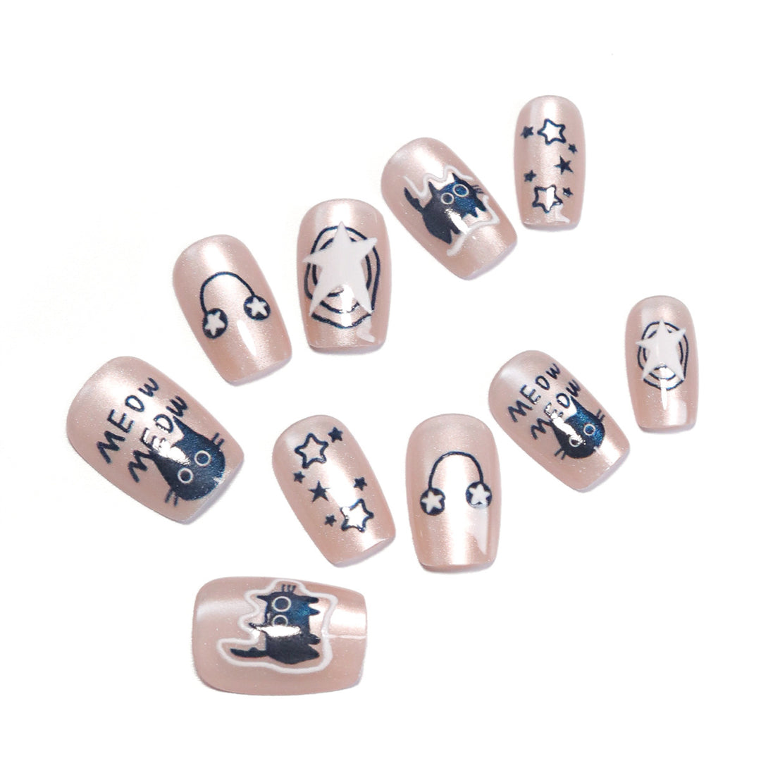 Künstliche Nagelkunst mit Katzenmotiven Karnz