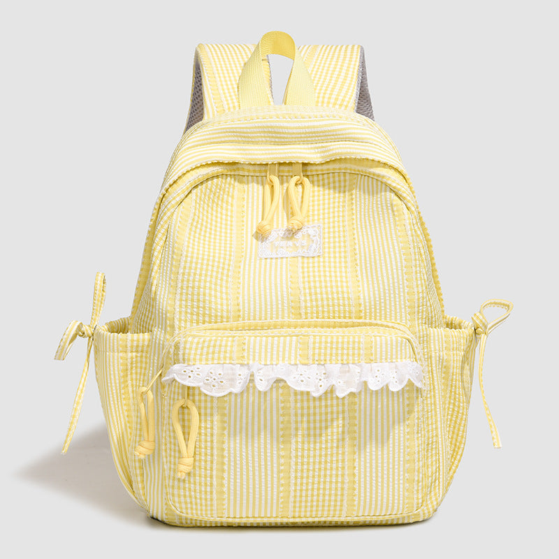 Stylischer gestreifter Rucksack mit Spitzenbesatz Karnz