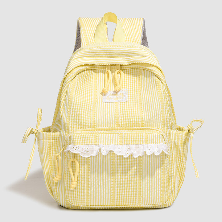 Stylischer gestreifter Rucksack mit Spitzenbesatz Karnz