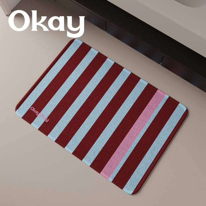 Striped Reversible Microfiber Memory-Foam Entrance and Bath Mat