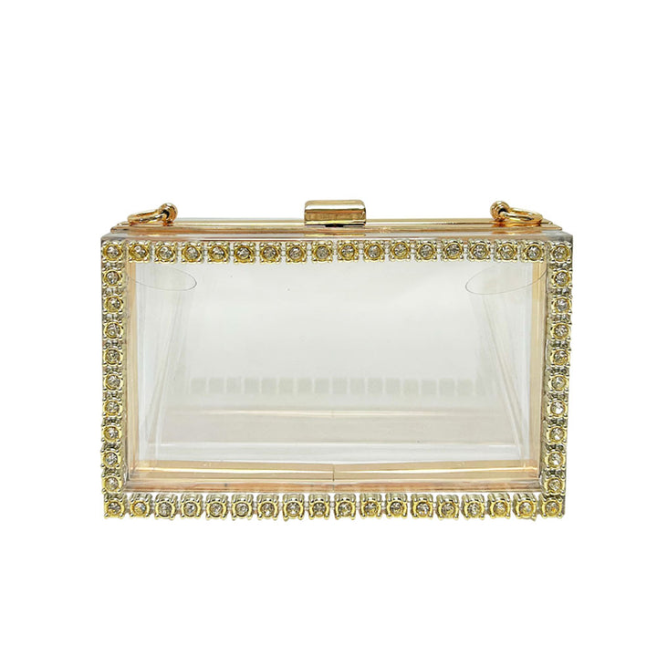 Kristallakzentierte klare Abend-Clutch