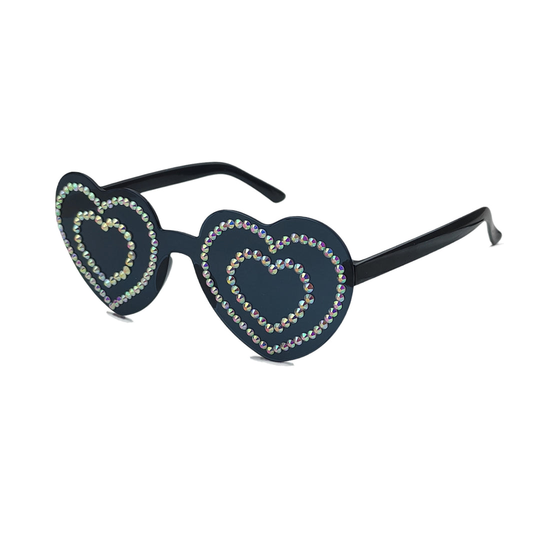 Damen Herzförmige Sonnenbrille mit funkelndem Strassmuster Karnz