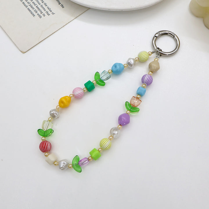 Perlen-Brillen-Kette mit stylischem Karomuster Karnz