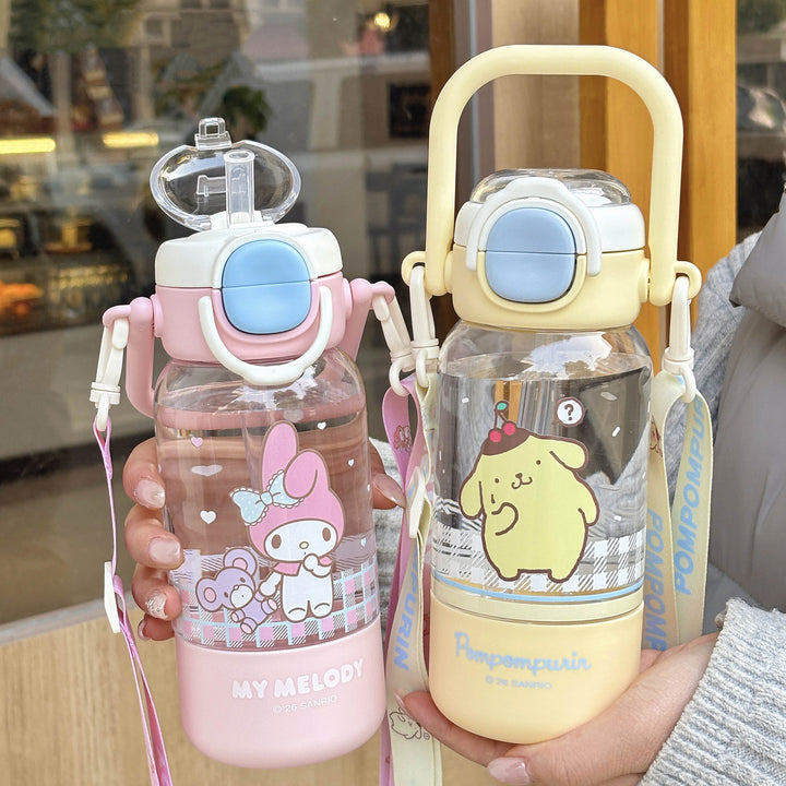 Damen Trinkflasche mit niedlichem Tiermotiv und stabilem Tragegriff Karnz