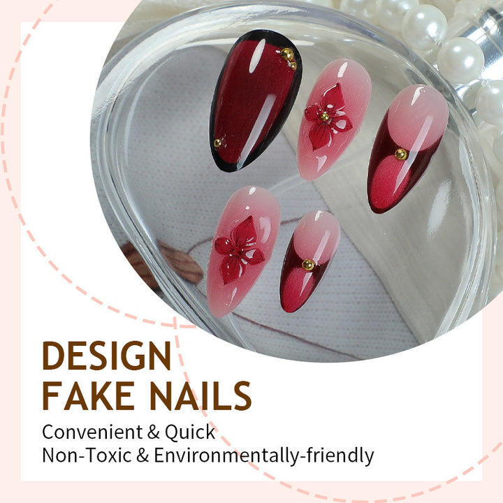 Kunstnagelset mit eleganten Blüten- und Glitzerverzierungen Karnz