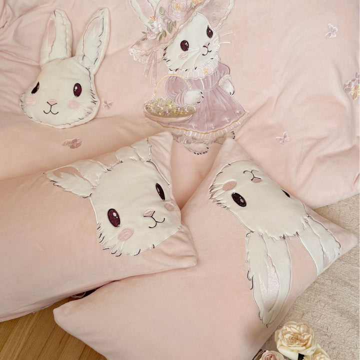 Kinderplüsch-Hase Applikation Bettwäsche Set