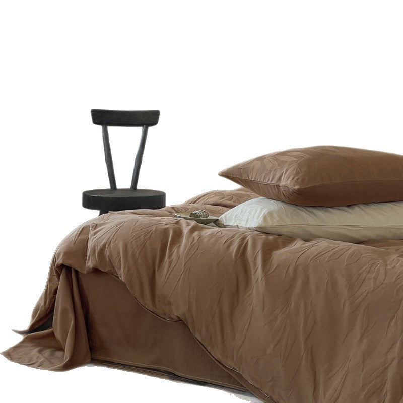 Blatt-Jacquard Baumwollsatin Bettbezug Set mit verdecktem Reißverschluss