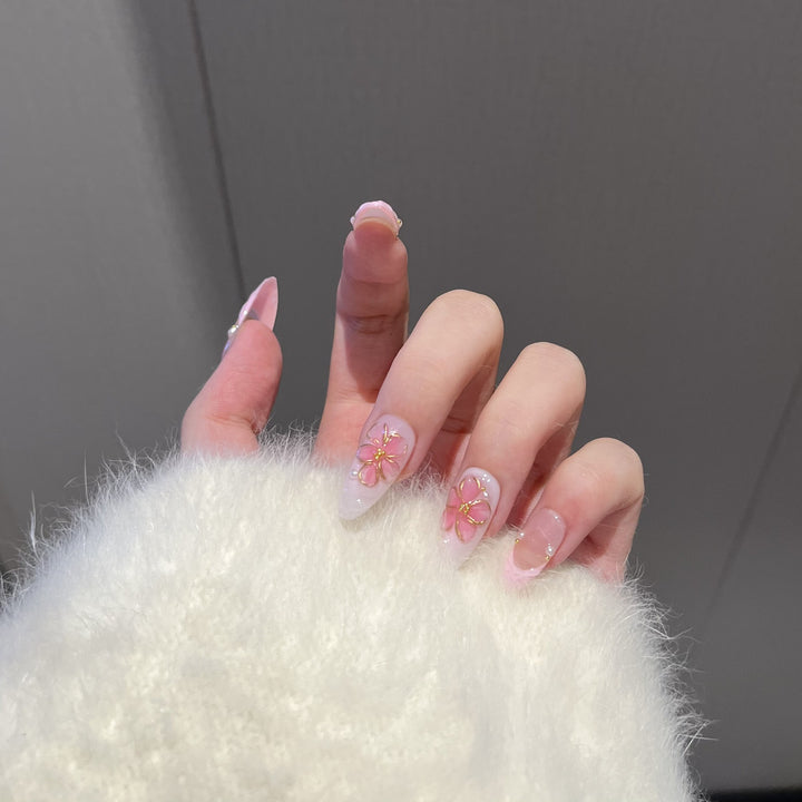 Artisan Floral-Themed Press-On Nails Set Karnz