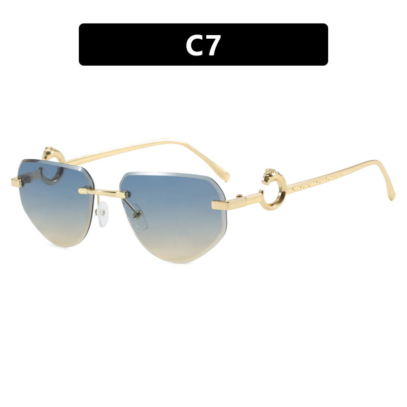 Damen trendige schicke Sonnenbrille im modernen Design mit filigranem Metallrahmen Karnz