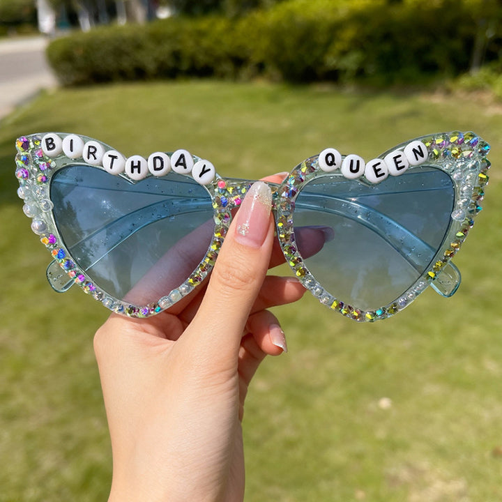 Rhinestone-besetzte Geburtstagsthema-Sonnenbrille Karnz