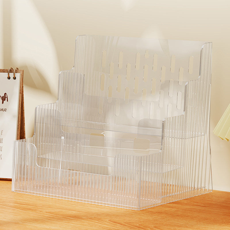 Klarer Acryl Stufiger Desktop Buch- und Zeitschriftenanzeigeorganisator