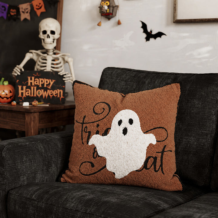 Dekorativer Halloween-Kissenbezug mit gesticktem Gespenst