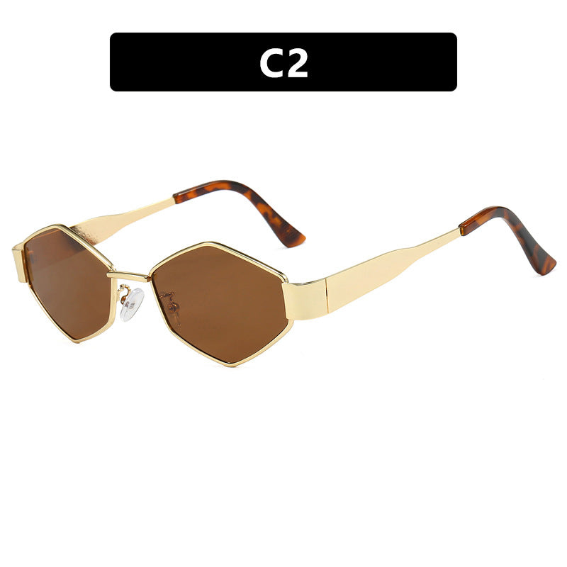 Damen geometrische Sonnenbrille mit schmalem Metallrahmen und polarisierten Gläsern Karnz