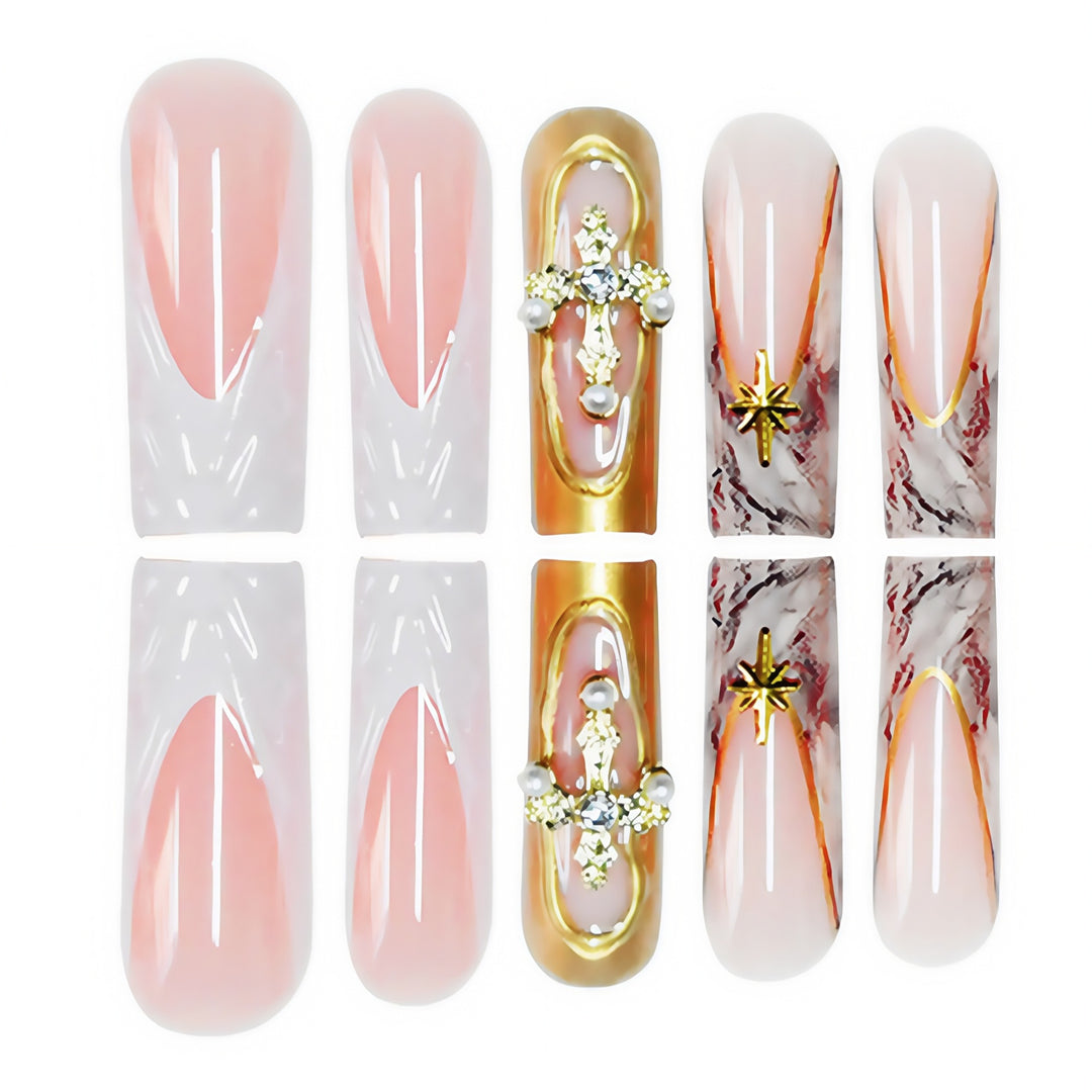 Dekorative lange Press-On Nagelkunst Karnz