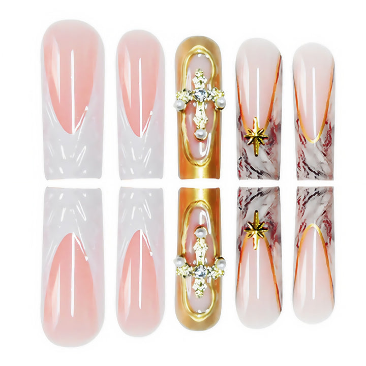Dekorative lange Press-On Nagelkunst Karnz