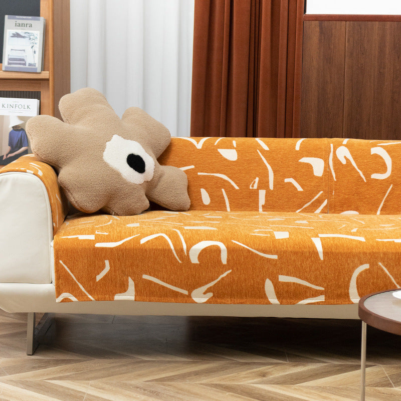 Abwischbarer Sofahusse mit abstraktem Grafikprint und elastischem Spannrand