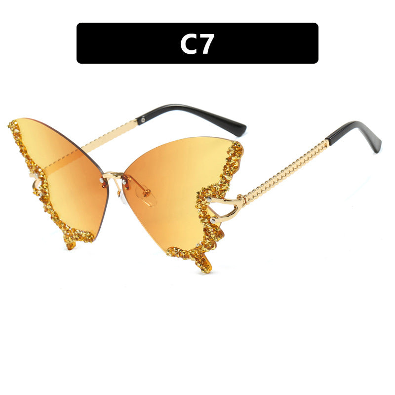 Damen große Cat-Eye Sonnenbrille mit funkelndem Strassbesatz und elegantem Rahmen Karnz