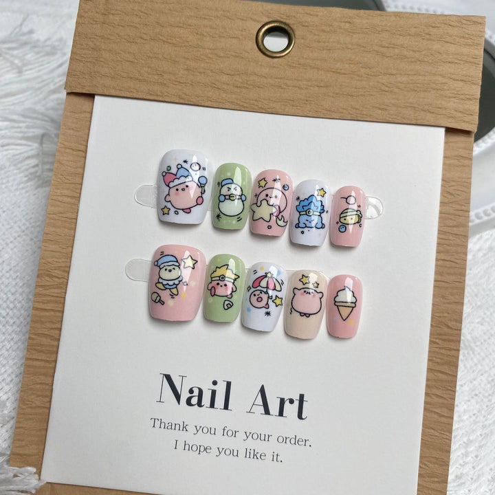 Premium Cartoon-Themen Press-On Nagelkunst Set