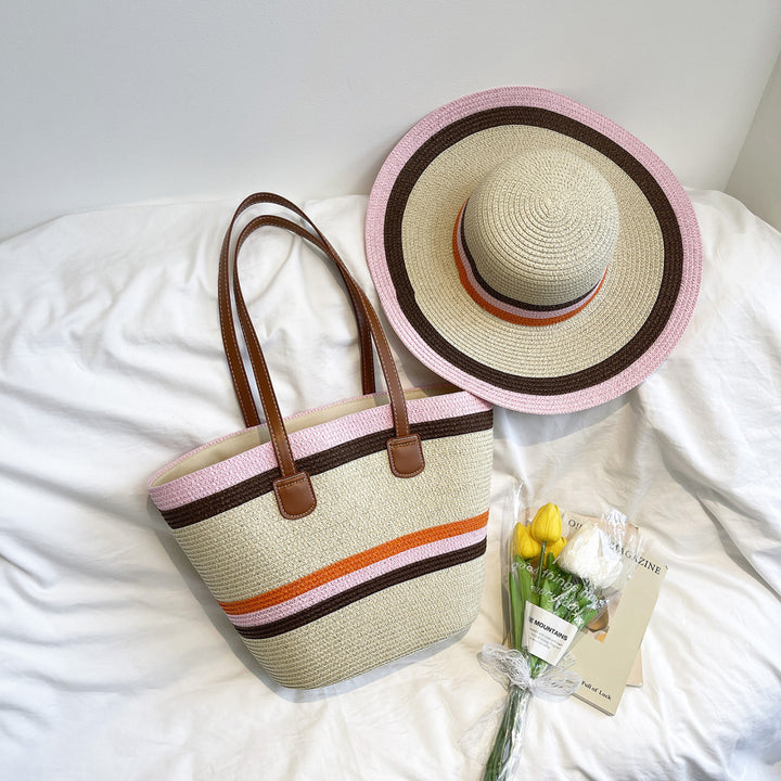 Bunte Strohtasche Strandtasche Karnz