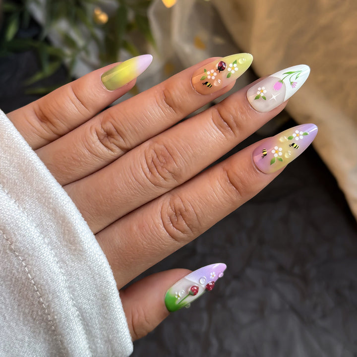 Künstlerisch Blumenthemen Press-On Nägel Karnz