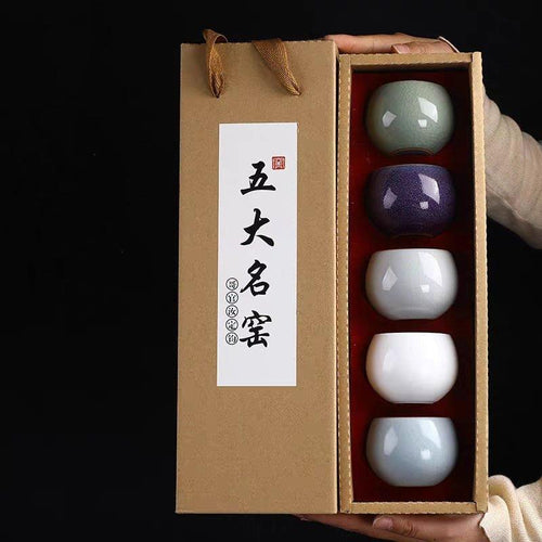 Oriental handgefertigtes keramisches rundes Teetassen-Set | Karnz