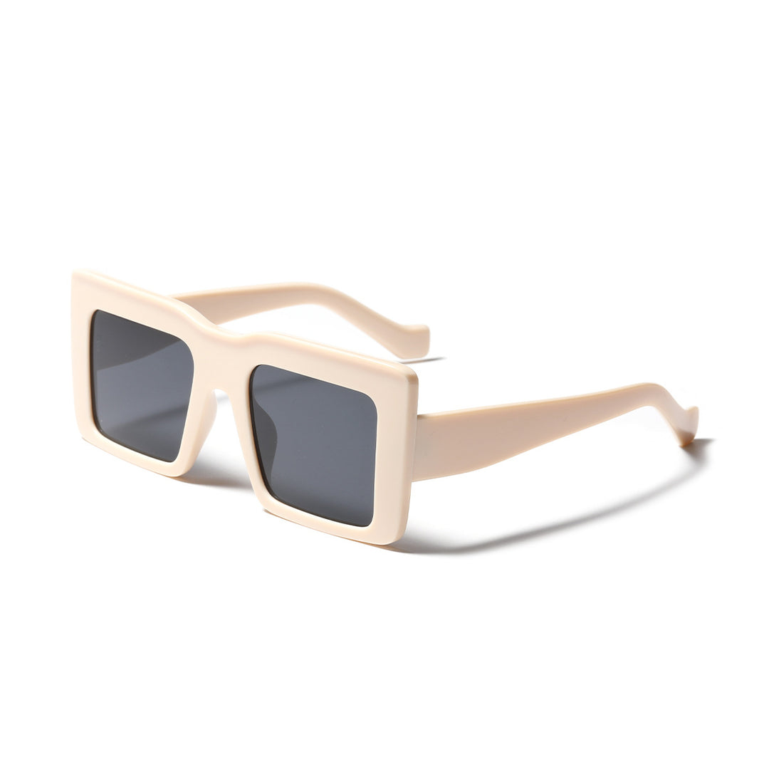 Damen quadratische Sonnenbrille mit transparentem Rahmen und UV-Schutz Karnz